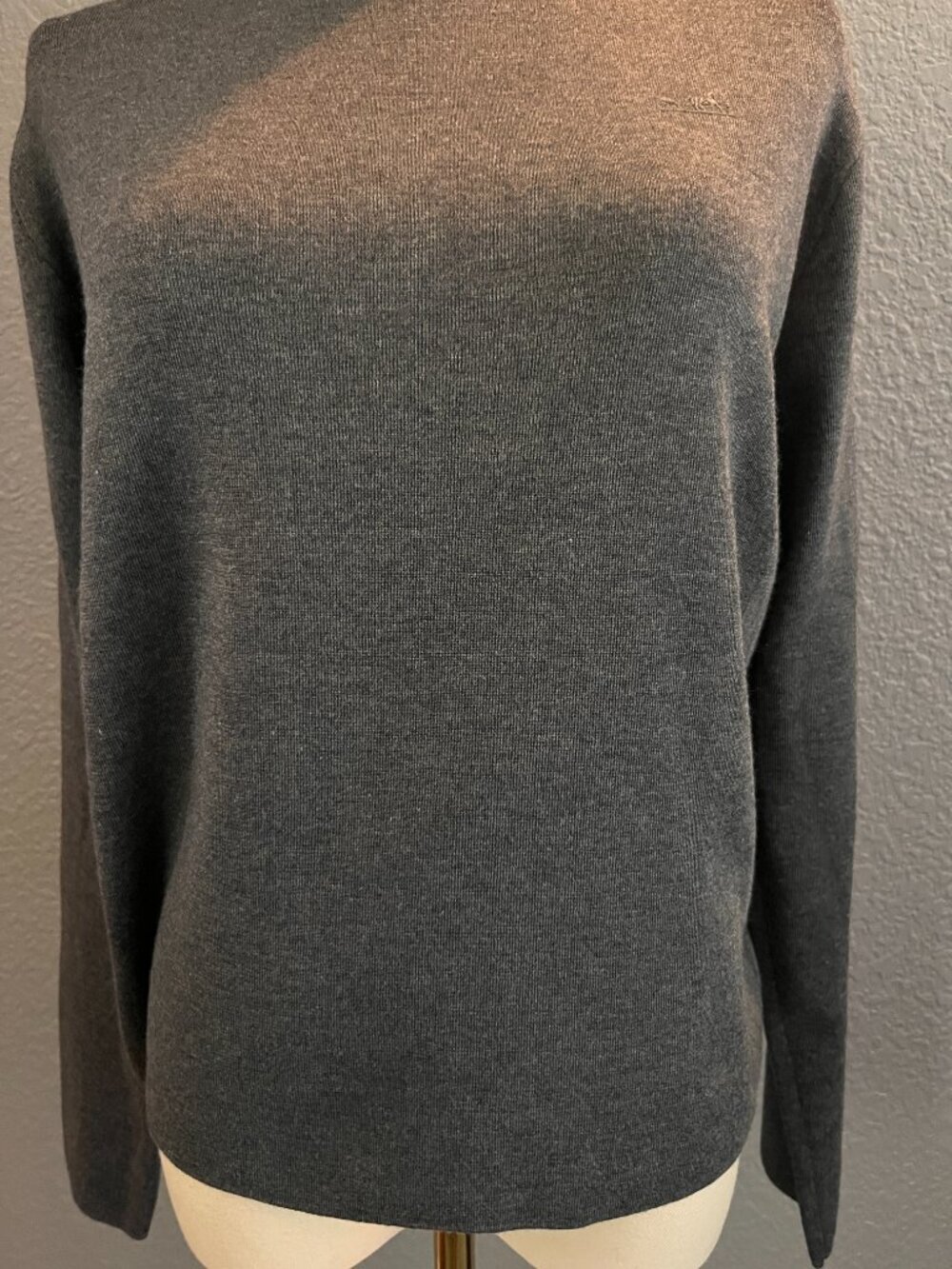 HERMES PULL COL MONTANT MOCK NECK LOGO SWEATER NWOT CASHMERE & SILK BLEND - 36 - Picture 4 of 11